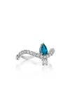 Hueb 18k Mirage White Gold Ring With Vs/gh Diamonds And Blue Topaz In White Gold