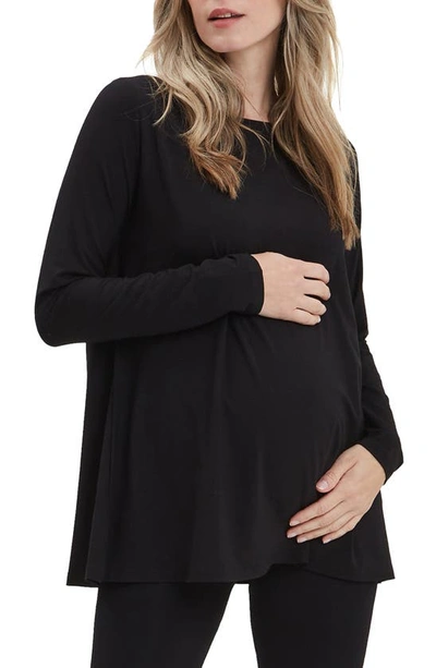 Nom Maternity Boat Neck Tee In Black