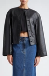 Loulou Studio Brize Cropped Leather Jacket In Black