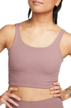 Nike Women's Zenvy Rib Light-support Non-padded Longline Sports Bra In Smokey Mauve/white