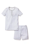 Petite Plume Kids' Stripe Fitted Two-piece Pima Cotton Short Pajamas In Grey