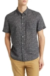 Rails Carson Floral Short Sleeve Linen Blend Button-up Shirt In Flower Cart Onyx