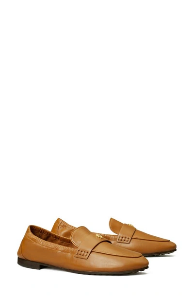 Tory Burch Logo-plaque Leather Loafers In Coconut Sugar