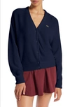 Lacoste Cashmere Blend Cardigan In 166 Marine