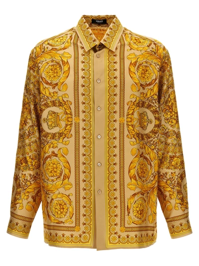 Versace Men's Barocco Silk Sport Shirt In Multicolour