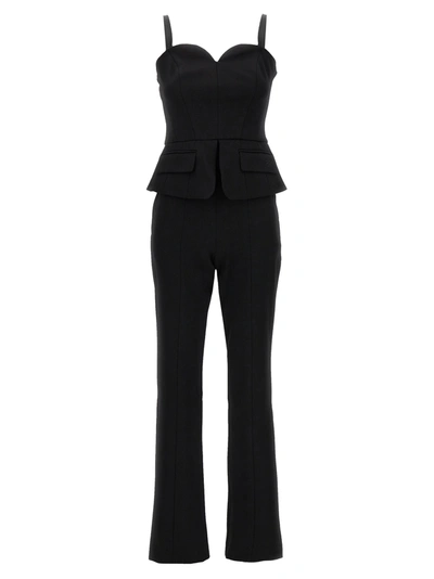 Karl Lagerfeld Sweetheart-neck Tailored Jumpsuit In Black