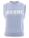 GANNI LOGO VEST GILET LIGHT BLUE