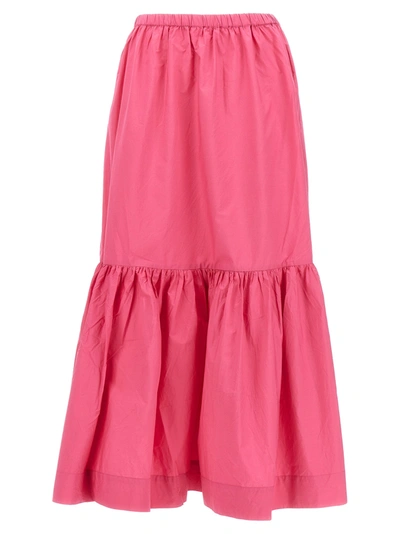 Ganni Ruffled Organic-cotton Midi Skirt In Purple