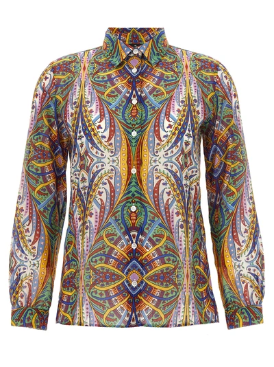 Etro Paisley Cotton Button-front Shirt In Print Floral White