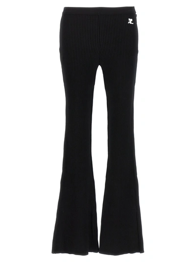 COURRÈGES REEDITION RIB KNIT PANTS BLACK