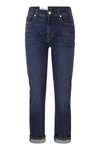 7 For All Mankind Relaxed Skinny Mid-rise Boyfriend Jeans For Women In Dark Denim In Dark Denim