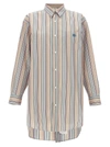 Etro Oversized Multicolor Shirt With Stripe Motif And Pegasus Embroidery In Cotton Woman