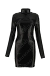 Balenciaga Sequins Mini Dress With Long Sleeves And Turtleneck In Black