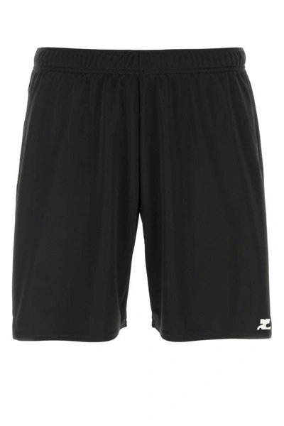 Courrèges Logo Nylon Swim Shorts In Black