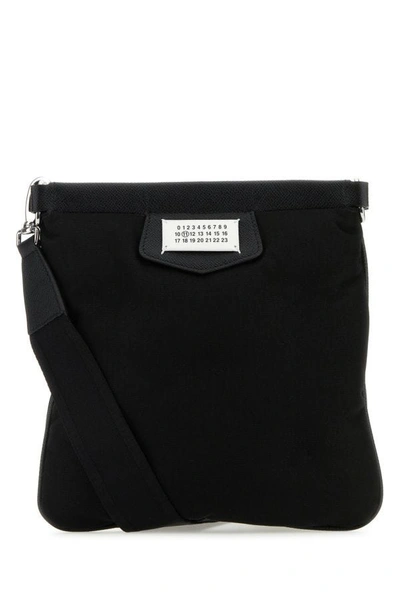 Maison Margiela Logo Patched Top Zip Pouch In Black