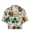 Miu Miu Cropped-seidenhemd Mit Floralem Print In Multicolor