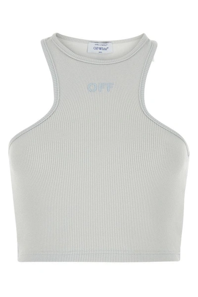 Off-white Logo-embroidered Cropped Tank Top In White