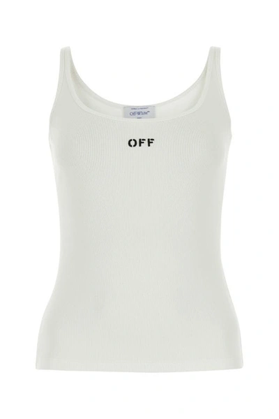 OFF-WHITE OFF WHITE WOMAN WHITE STRETCH COTTON TANK TOP