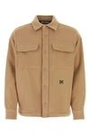 Palm Angels Wool Shirt With Rear Yoke And Chest Pockets In Brown