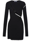 Attico Cut-out Ribbed-knit Minidress In Black
