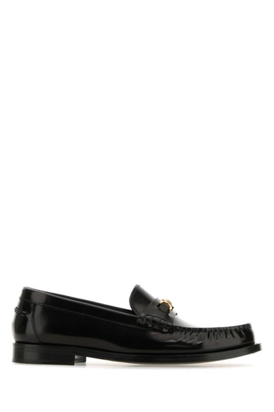 Versace Woman Black Leather Medusa  95 Loafers