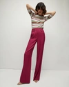 Veronica Beard Sunny Hose Mit Weitem Bein Aus Twill Aus Einer Leinenmischung In Wildberry