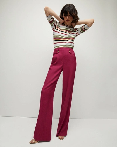 Veronica Beard Sunny Twill-linen Pant In Wildberry