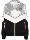 Golden Goose Star Patchwork Windbreaker Nylon Jacket In Silver/dark Papyrus/black