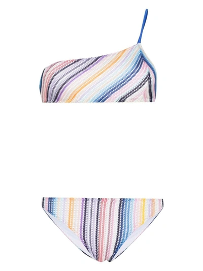 Missoni Striped One-shoulder Bikini In Multicolor