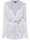 Missoni Metallic-threading Belted Cardigan In Silver