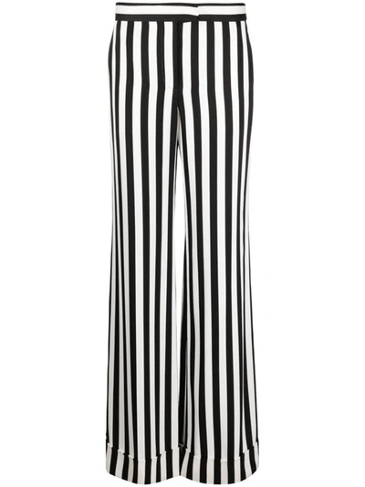 Moschino Striped Satin Palazzo Pants In Black