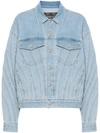 Mugler Star-print Denim Jacket In Blue