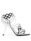 Sergio Rossi Square-headed High-heeled Sandals In White