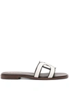 Tod's Logo Strap Slide Sandals In White