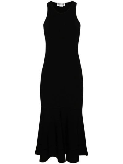 Victoria Beckham Bodycon Flared-hem Midi Dress In Black