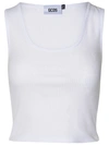 Gcds Textured Ribbed Sleeveless Top In White