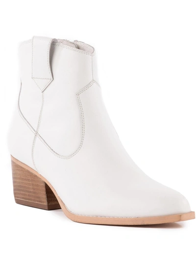 Seychelles Upside Womens Leather Stacked Heel Ankle Boots In White
