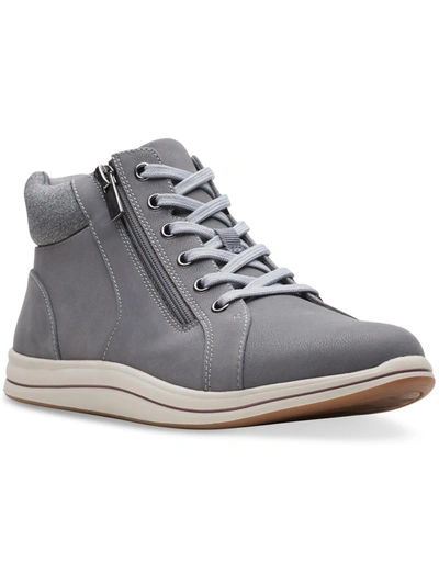 Cloudsteppers By Clarks Breeze Glide Womens Faux Leather Lifestyle Casual And Fashion Sneakers In Grey