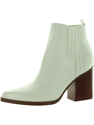Marc Fisher Matter2 Womens Leather Pointed Toe Ankle Boots In White