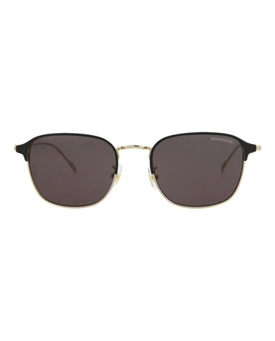 Mont Blanc Square-frame Metal Sunglasses In Grey