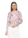 Alexia Admor Calix Floral Tie Neck Button Front Cardigan In Multi