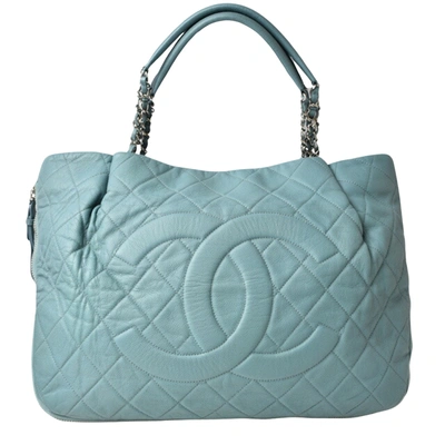 Pre-owned Chanel Shopping Leather Tote Bag () In Blue