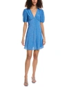 Staud Milla Floral Print Mini Dress In Blue Rayon In Blue