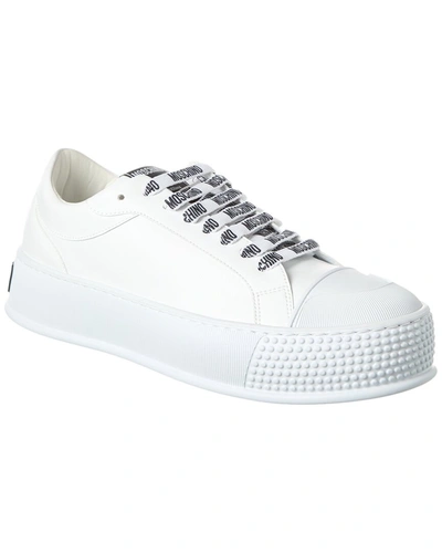 Moschino Men's Leather Low-top Trainers In White