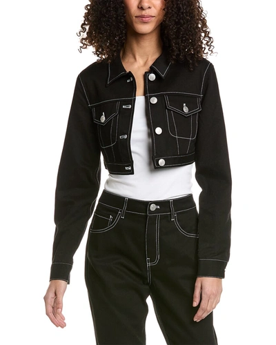 Staud Cropped Trucker Jacket In Black