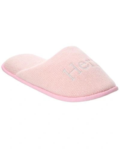 Portolano Ladies Slippers With Embroidery "hers" In Pink