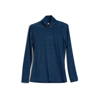 B.yu Metallic Turtleneck In Blue