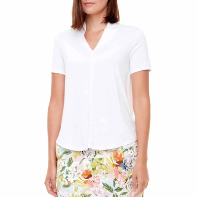 Up Bamboo Short Sleeve Vneck Top In White