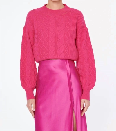 Cami Nyc Davney Cropped Pullover Aus Merinowolle Mit Zopfstrickmuster In Pink