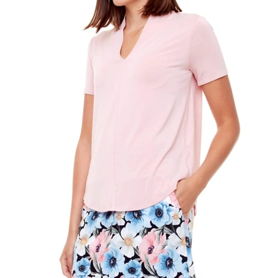 Up Bamboo Short Sleeve Vneck Top In Pink
